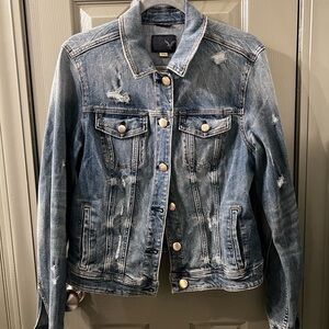 American Eagle Outfitters Blue Distressed Jean Jacket